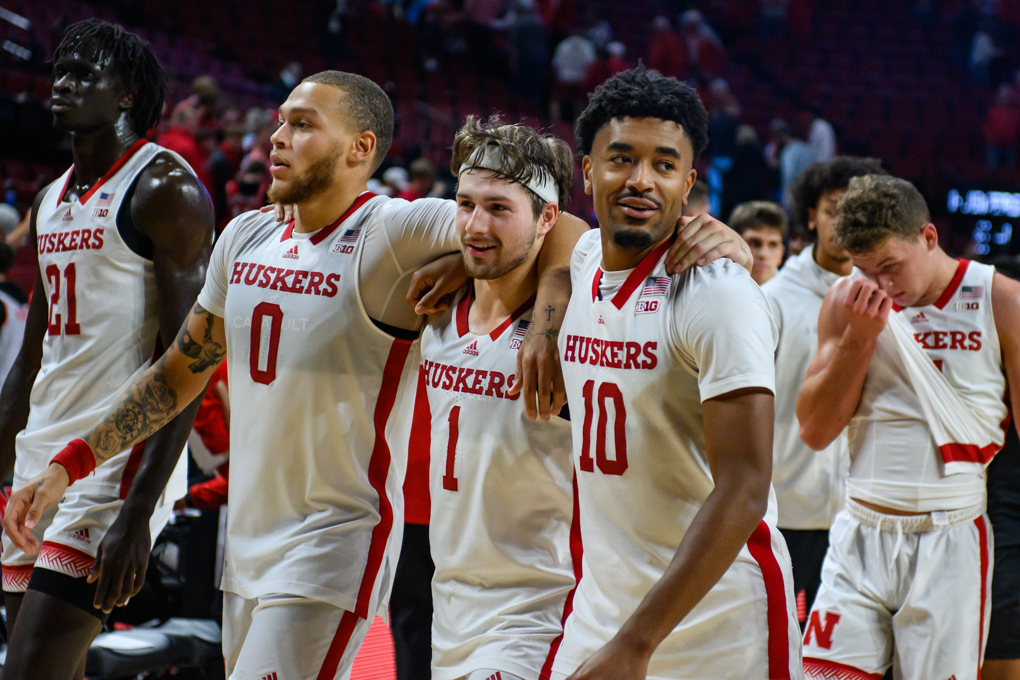 16_CJ Wilcher, Sam Hoiberg, Jamarques Lawrence_MBB vs Lindenwood 1106